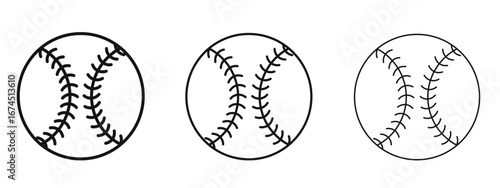 Baseball icon in linear versions. Editable line
