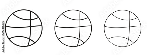 Basketball icon in linear versions. Editable line