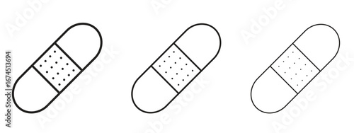 Band aid icon in linear versions. Editable line