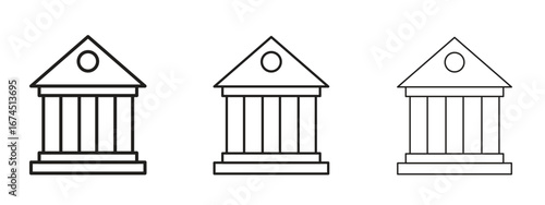 Bank icon in linear versions. Editable line