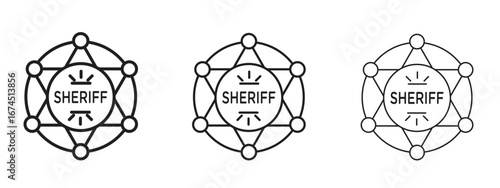 Badge Sheriff icon in linear versions. Editable line