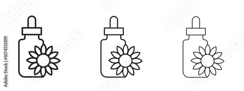 Bach flowers icon in linear versions. Editable line