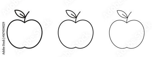 Apple icon in linear versions. Editable line