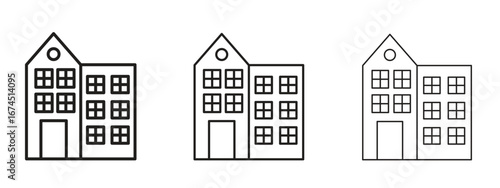 Amsterdam icon in linear versions. Editable line