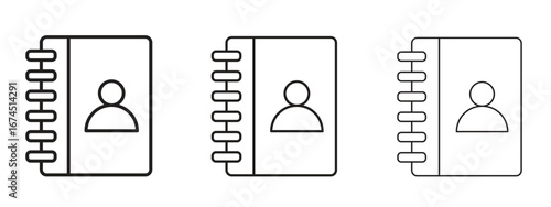 Address book icon in linear versions. Editable line