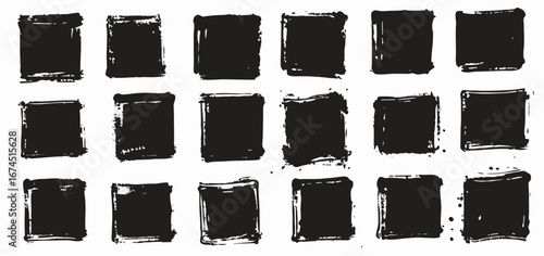 18 Grunge Black Square Brush Strokes Texture
