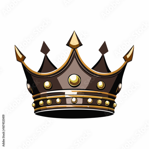 Black and gold crown diverse design isolated on white background. Royals crown symbol silhouette.