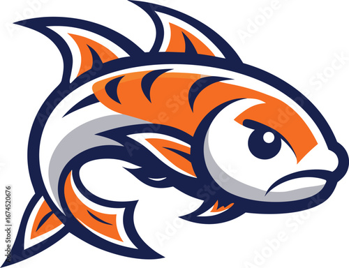 Bold koi fish mascot logo vector illustration scalable graphic for branding and design