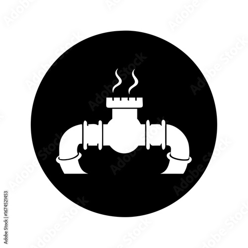 Vector art of plumbing pipe with steam, a symbol of hot water system, repair service, and industrial construction