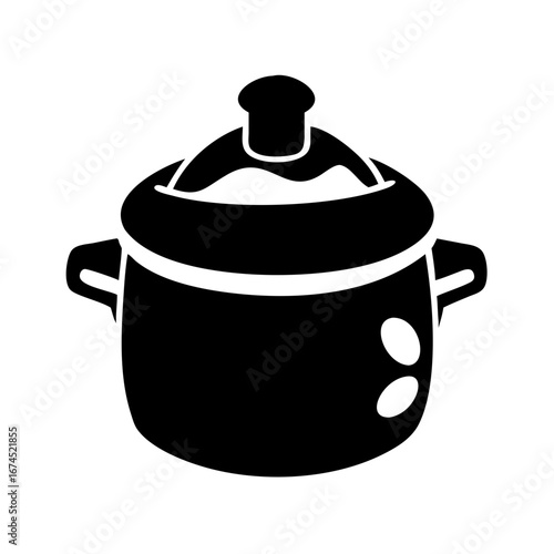 Vector art of black pot with lid, a simple and elegant design for culinary and kitchen related projects