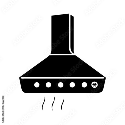 Vector art of black kitchen extractor hood icon, a modern appliance for ventilation