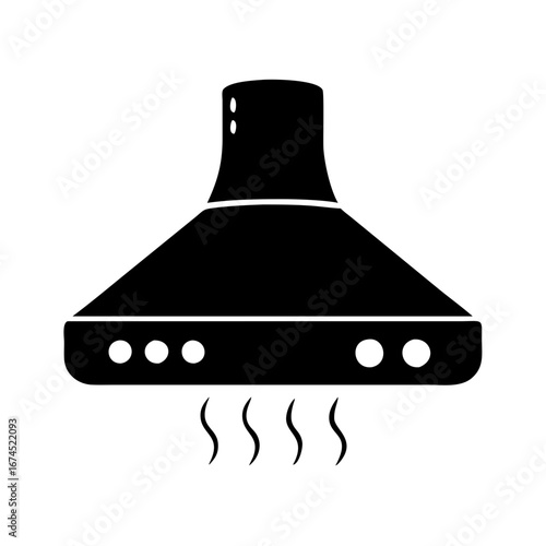 Vector art of black kitchen extractor hood icon, a modern appliance for ventilation in the kitchen