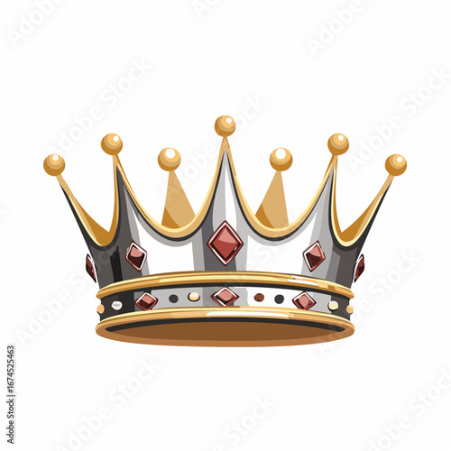 Silver and gold crown diverse design isolated on white background. Royals crown symbol silhouette.