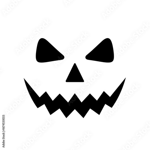 Scary black Jack-o-lantern face silhouette with a wide, jagged grin and angry eyes.