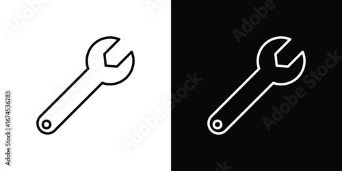 Wrench icon design template with outline style