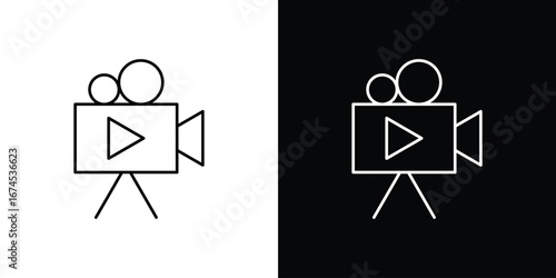 Video camera icon design template with outline style
