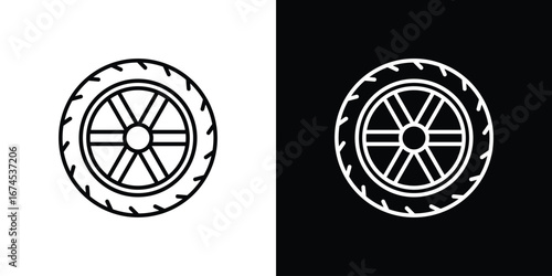 Tire icon design template with outline style