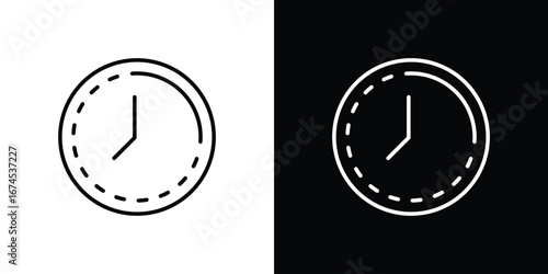 Time quarter past icon design template with outline style