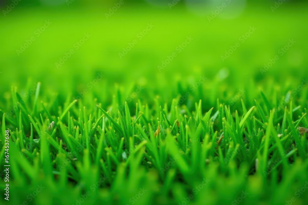 Fototapeta premium Close-up of finely manicured lawn, short blades, even texture, texture, backdrop, element