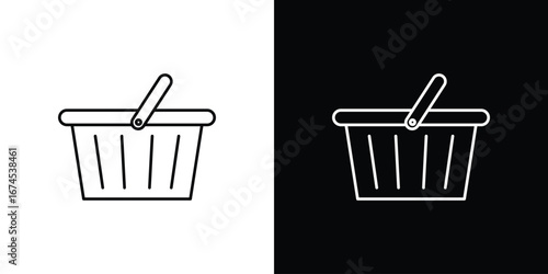 Shopping basket icon design template with outline style