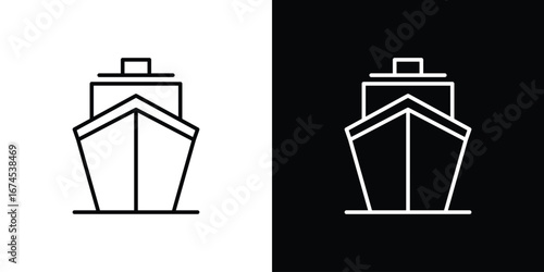 Ship icon design template with outline style