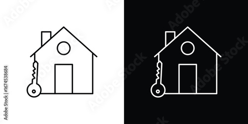 Selling or rent home icon design template with outline style