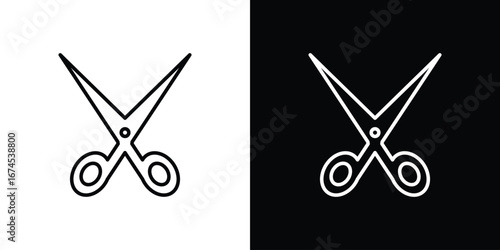 Scissors icon design template with outline style