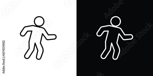 Running icon design template with outline style