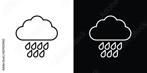 Rain icon design template with outline style