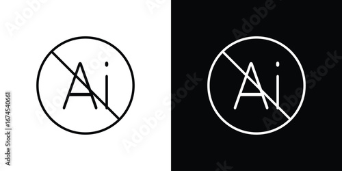 No ai sign icon design template with outline style