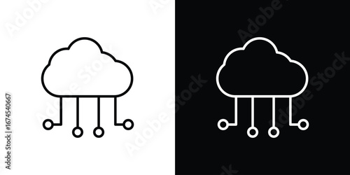 Network cloud icon design template with outline style