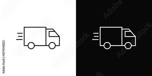 Moving truck icon design template with outline style