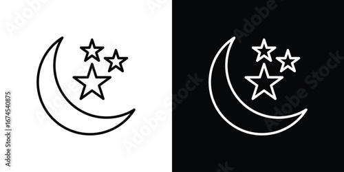 Moon stars icon design template with outline style