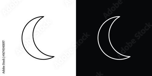 Moon icon design template with outline style