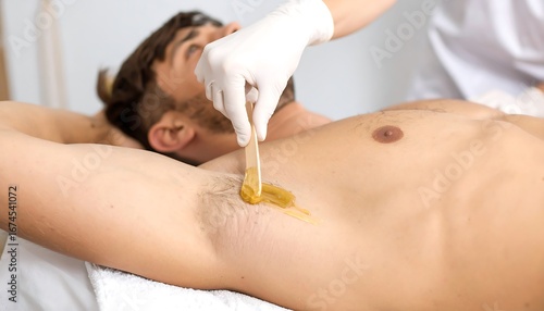 Man undergoing underarm hair removal