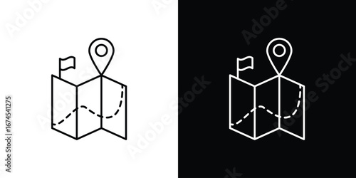 Map icon design template with outline style