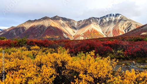Autumnal mountains and colorful tundra