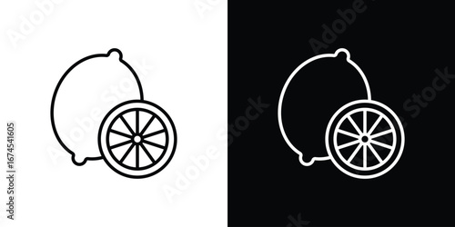 Lemon icon design template with outline style