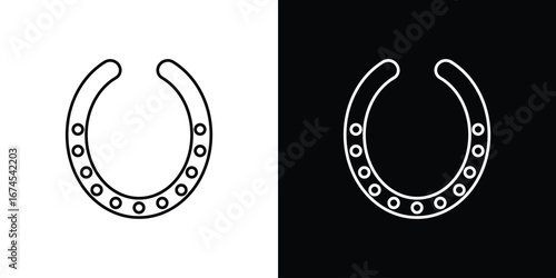 Horseshoe icon design template with outline style