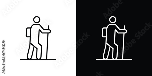 Hiking icon design template with outline style