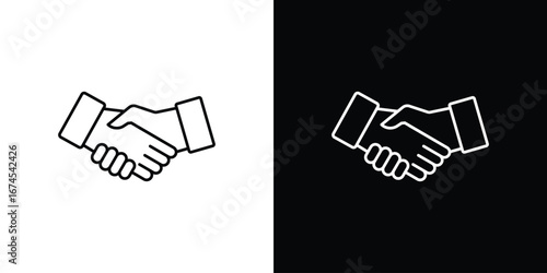 Handshake icon design template with outline style