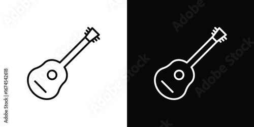 Guitar icon design template with outline style
