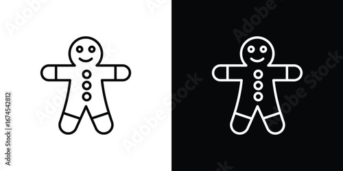 Gingerbread man icon design template with outline style