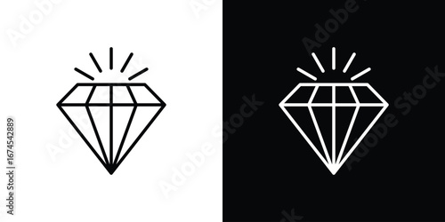 Gem icon design template with outline style