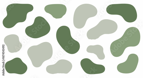 Abstract Organic Shapes with a Natural Color Palette Mimicking Camouflage Patterns in a Repeating Design Suitable for Textiles and Graphics