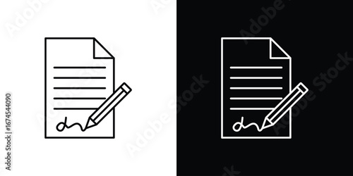 Document signed icon design template with outline style