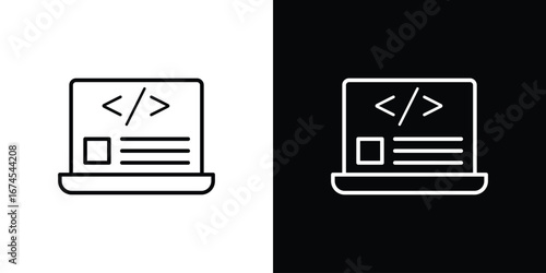 Display code icon design template with outline style