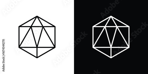 Dice d20 icon design template with outline style