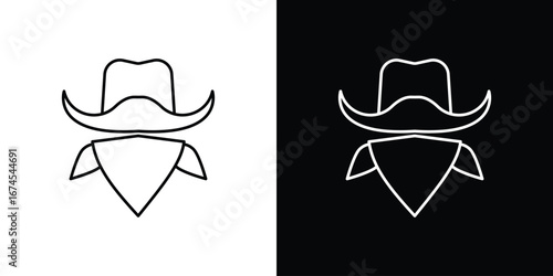 Cowboy icon design template with outline style