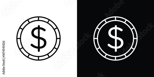 Coin icon design template with outline style